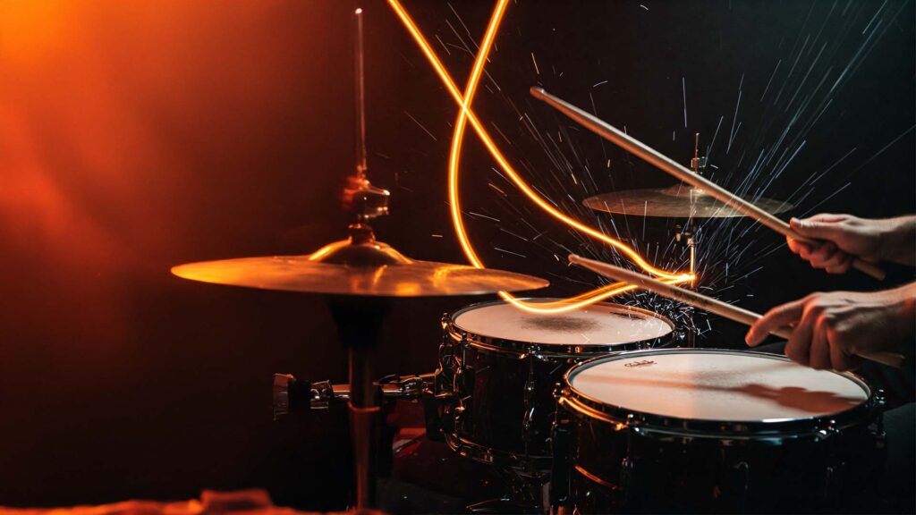 hands playing a drum, showcasing coordination at GS Music Lessons.