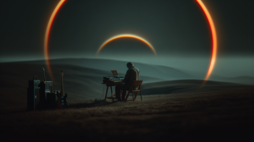 learning music benefits creative environment piano and guitar in peaceful landscape