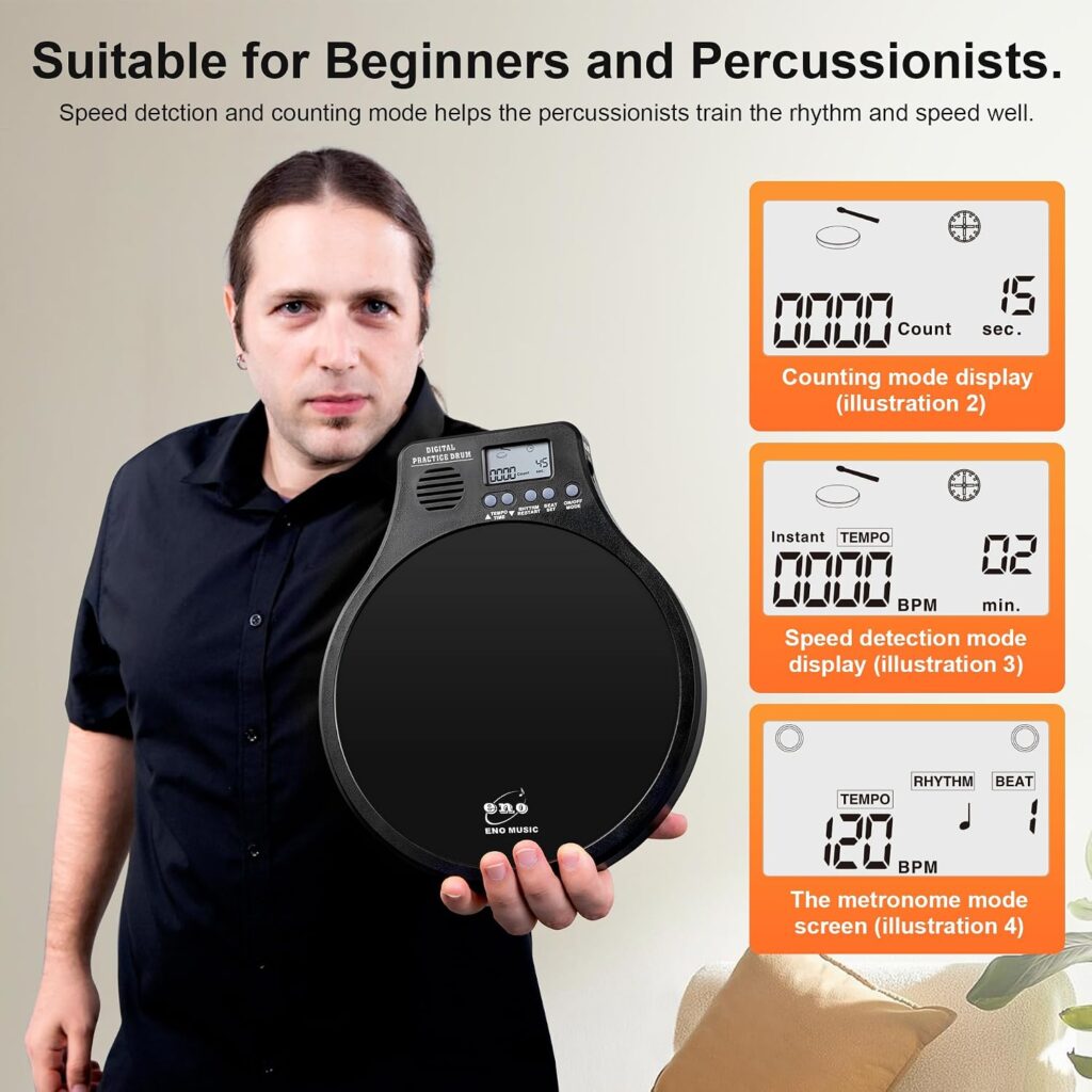 ENO Music Electronic Practice Pad ENO Music electronic practice pad with built-in metronome for quiet drum practice