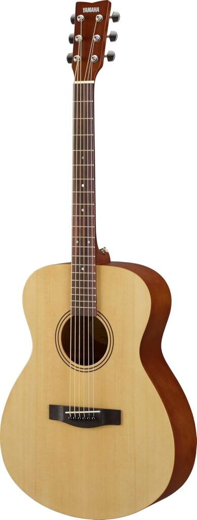Yamaha FS400 acoustic guitar in natural satin finish, a beginner-friendly guitar under $200